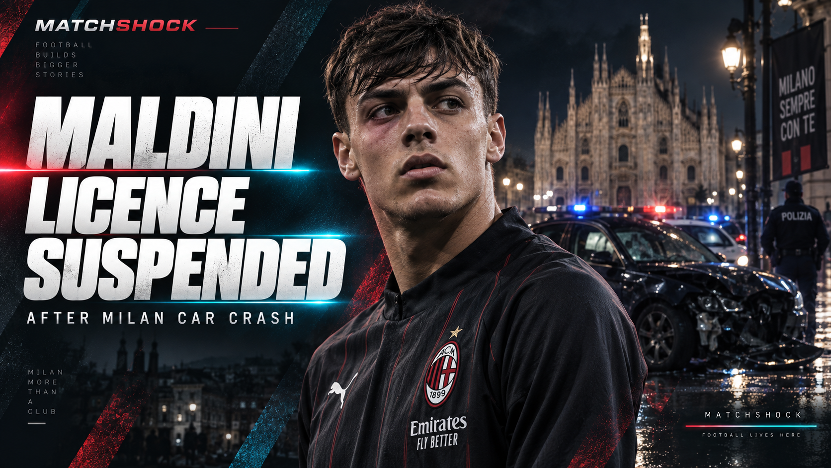 Daniel Maldini's driving licence suspended after car crash